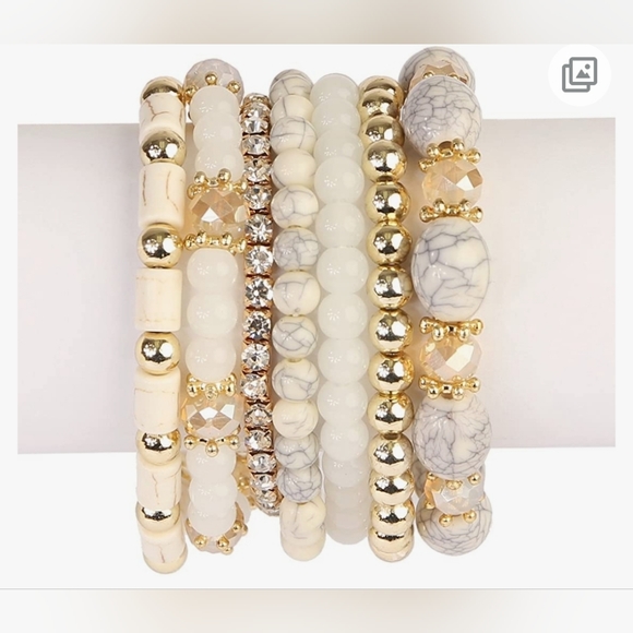 NWT White Stackable Stretchy Wrap Bracelet Bangles - Picture 4 of 5